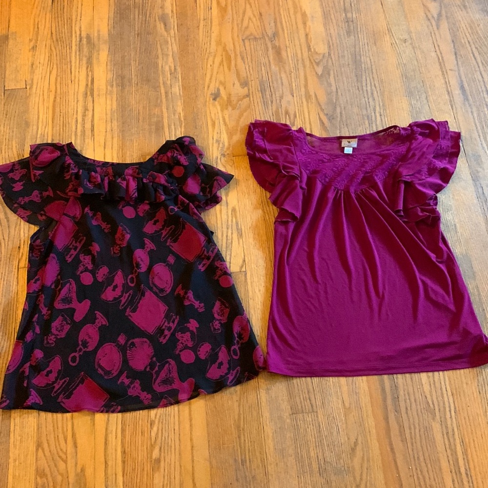 Two Fuchsia Flutter Sleeve Tops